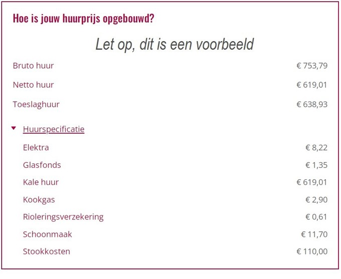 Opbouw Van De Huurprijs L escaut Opbouw Van De Huurprijs L escaut